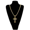 Really Bling Iced Out Rhinestones Vintage Cross Pendant Necklace Gold Silver Color Hip hop Fashion Jewelry