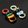 Homens ''s Women's Misturado Cor Aleatória Pedra Natural Dalmation Jasper Onyx Tiger's Eye Ring Opal Green Aventurine Banda Anel para Homem Feminino