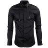 Camisas de lujo para Hombre, Camisas de manga larga de marca para Hombre con cadena, Camisas de vestir ajustadas para Hombre, Camisas informales para Hombre Bl2698