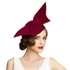 Ladies Fancy Wool Felt Skiva Stor Bowknot Fascinator Church Dress Cocktail Party Solid Color Hat A194