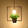 Lâmpada suspensa de iluminação de loft moderno plantas geométricas de maconha de ferro redondo candelabro