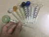 Glaspfeife Glashandtabakpfeife mit farbiger Spiralölbrennerpfeife Glasbong kleine tragbare Wasserpfeifen 14 cm Kugel 30 mm
