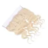 Virgin Peruvian Body Wave Blonde Human Hair Weaves with Lace Frontal Closure 13x4 Pure #613 Color 3Bundles with Full Lace Frontal