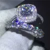 Conjunto de anéis de prata esterlina 925 feminino Infinity Joias completo 5A Zircon Cz pedra noivado aliança de casamento anéis para presente feminino
