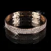 Luxury Gold Plated Bridal Bracelet Bling Bling 3 Row Rhinestone Arabic Stretch Bangle Women Prom Evening Party Jewelry Bridal Acce7947546