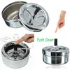 Funky Spinning Ashtrays Stainless Steel Ashtray Spinning Plain Cigarette Ash Tray Push Down Lid Smoking Accessories
