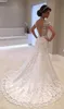 Vestido de noiva vit backless spets sjöjungfru bröllopsklänningar v hals kort ärm klänning brudklänning robe de mariage