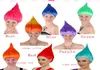 10 pçs / lote Transporte Rápido Trolls Peruca para Adultos Crianças Cosplay Party Supplies Cosplay Peruca 12 cores em estoque