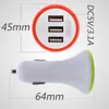 Universal Car Charger 3USB 3.1A Port IC Skydd LED Belysning Färgrik Cirkel Ström Adapter Billaddning för iPhone 7 Samsung S8