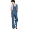 Wholesale-Men's Plus Size Overalls Large Huge Denim Bib Pants Fashion Pocket Jumpsuits Male Men's Jeans