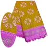 5 Y/pc à la mode orange Bazin tissu et fuchsia soluble dans l'eau fleur conception broderie cordon africain dentelle pour robe LBL21-2