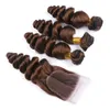 Capelli umani castano medio vergini malesi di alta qualità onda sciolta 3 pacchi con chiusura frontale in pizzo marrone cioccolato 4x4 colore puro n. 4
