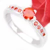 En gros 6 PCS/LOT bijoux quotidiens cadeau de vacances feu rond rouge cubique zircone pierre précieuse 925 bague en argent Sterling plaqué