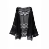 Wholesale- JECKSION Cardigan women coat,2016 Fashion Lace Splicing Hollow Out Chiffon Kimono Cardigan Tops Black Shipping #LYW