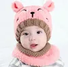 Winter Baby Hat and Scarf Cute 3d Cat Szydełka Dziany Czapki Dla Niemowląt Chłopcy Dziewczyny Dzieci Dzieci Szyi Warmer