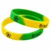 1PC Football Team Fashion Silicone Rubber Wristband Segmented Color Printed Logo Brazil Portugal Spain and France