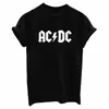 AC / DCバンドロックTシャツレディースACDCブラックレタープリントグラフィックTシャツヒップホップラップミュージック半袖トップスティーシャツ