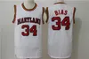 قمصان رجالي 1985 ماريلاند Terps 34 Len Bias كلية كرة السلة الفانيلة Vintage Northwestern Wildcats High School Stitched Shirt أسود S-XXL