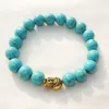 Trendy Gold Silver Buddha Bead Charm Armband Voor Vrouwen Mannen Elastische Ketting Turquoise Stone Beaded Armbanden Bangle Unisex Vintage Sieraden