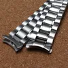 Hochwertiges, mattes und poliertes, gebogenes Enden-Armband für Herrenuhren aus massivem Edelstahl, 18 mm, 20 mm, 22 mm, 24 mm, Metallarmband-Zubehör