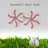 Softball Baseball Fußball Fußball Leder Haarblume Haarspangen Naht Haarschleifen mit Strass Haarspange Pin