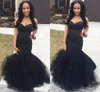 2018 New Sexy 2k18 Evening Dresses Sweetheart Mermaid Long Floor Length Black Crystal Beaded Tulle Prom Dress Party Pageant Formal Gowns