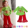 2017 Infantil Xmas Elk Outfit meninas de Natal árvore desenhos animados t-shirt + plissado calças 2 pcs conjuntos crianças bolinhas tops 14color escolher grátis