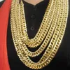 18K GOLD REMPLI N28 CUBAN DOUBLE GOURMETTE CHAÎNE SOLIDE LOURD HOMME CADEAU COLLIER 23,6 pouces 10 mm