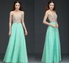 Preço de atacado Menta verde Uma linha vestidos de noite com apliques frisados ​​frisados ​​pura pescoço de jóia noite formal vestidos de baile sob $ 60