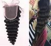 10a klass Deep Wave Virgin Remy Human Hair Bundles Part Middle Part Spetsstängningar Hårväv med spetsstängning 9974791