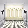 Luxury Indoor Photographic Backgrounds Digital Printed Gold Photo Frames White Wall Wedding Photography Backdrops Black and White Floor