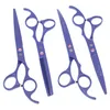 7.0Inch Purple Dragon Professional Pet Scissors for Dog Grooming Cutting Scissors & Thinning Scissors Curved Shears Puppy Supplies, LZS0373