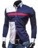 도매 - 남자 셔츠 세 컬러 스티치 레저 재배의 도덕성 남성 긴 소매 셔츠 더블 콘트라스트 컬러 패션 셔츠