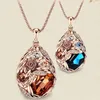 Fashion flowers luxury big gem crystal pendant necklace large teardrop dang charm necklace women is On Sweater Chain Long Necklace