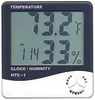 Digitale LCD-temperatuur Hygrometer Instrumenten Klok Vochtigheid Meter Thermometer Met Klokkalender Alarm HTC-1 2022