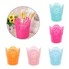 Fashion Creative Hollow Flower Portamatite Portapenne in plastica Porta pennelli per trucco Cancelleria multifunzionale