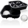 Hızlı Yayın Esnek Yumuşak Silikon Ice cube tepsi Buz Topu Makinesi Kalıp Yuvarlak Küreler Siyah, 4-Balls6-Topları