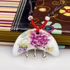 Brand new Ceramic jewelry necklace pendant rich peony pastel tiles WFN484 (with chain) mix order 20 pieces a lot