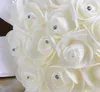 2017 Дешевые розы Искусственные свадебные цветы Букет невесты Свадебный букет Кристалл цвета слоновой кости Шелковая лента Новый Buque De Noiva6511755