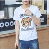 2017新しい熱い販売Tシャツの男性ショートスリーブストレッチコットンジャージーティーメンズ刺繍タイガープリント鳥スネーククルーカラーカジュアルトップス男性