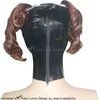 Sexy Pigtail Latex Kap Met Rits Aan De Achterkant Open Ogen Mond Neus Rubber Masker Grote Maat 00164065302