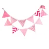 12 Flaggor Bomull Tyg Bunting Pennant Flaggor Banner Garland Bröllop / Födelsedag / Baby Shower Party Decoration