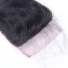 Закрытие шнурка Свободная волна 100% девственные бразильские волосы плетение закрытие 4x4 кружева закрытие волос кусок три части кружева естественный цвет 8-20 дюймов