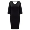 Fashion Women Dress Plus Size L/XL/XXL/XXXL Ladies Batwing Sleeve V Neck Cape Bodycon Bandage Cloak Midi Party Vestidos