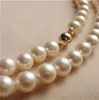 14K Solid Gold CL 8-9mm White Akoya Pearl Necklace 18 "