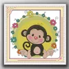 Happy monkey animal cartoon decor paintings counted printed on fabric DMC 11CT 14CT kits Cross Stitch embroidery needlework Sets