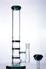 11 inches straight glass hookah tube with 3 colored honeycomb perc water pipe smoking bongs shisha with 14 mm joint