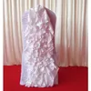 White Ruffled Spandex Chair Cover With Satin Crush Flower In The Back 100PCS For Free Shipping