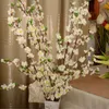 115 cm yükseklik Yapay Kiraz Bahar Erik Şeftali Çiçeği Şube İpek Çiçek Ağacı Düğün Dekorasyon Için pembe beyaz kırmızı pembe renk