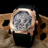 جديد 6 نمط Octo Finissimo Tourbillon 102719 الهيكل العظمي التلقائي رجالي ووتش روز الذهب المطاط حزام جودة عالية جنت ساعات جديدة